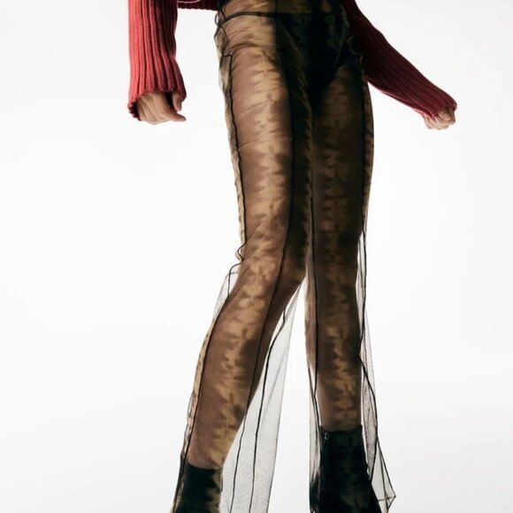 Zara Pants - Zara Tie Dye Mesh Flare Pants Sheer Overlay NWT Y2K Festival Rave Swim Cover S